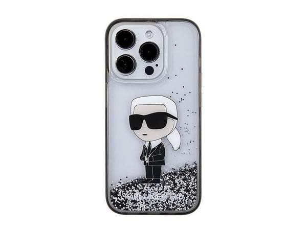 iPhone 15 Pro - gjennomsiktig Karl Lagerfeld Liquid Glitter Ikonik-deksel