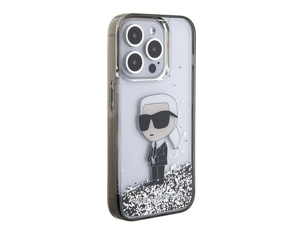 iPhone 15 Pro - gjennomsiktig Karl Lagerfeld Liquid Glitter Ikonik-deksel