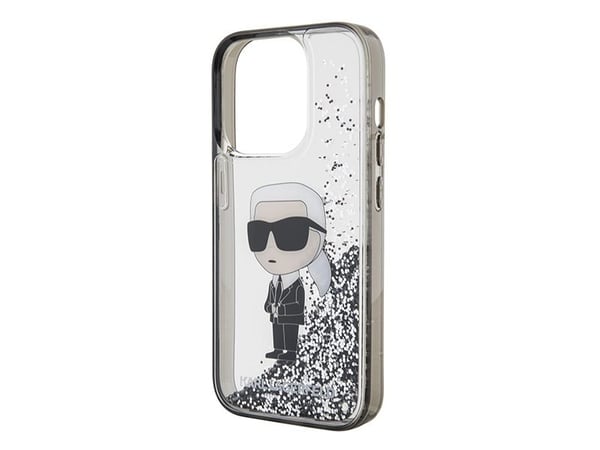 iPhone 15 Pro - gjennomsiktig Karl Lagerfeld Liquid Glitter Ikonik-deksel