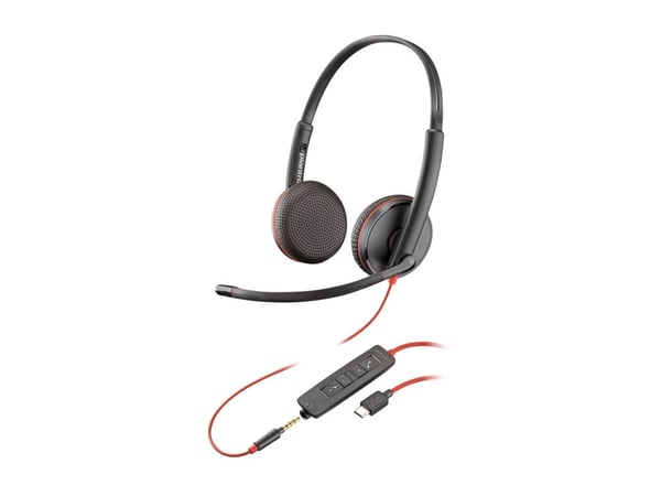 HP Poly Blackwire C3225 - Blackwire 3200 Series - hodesett - on-ear - kablet - USB-C, 3,5 mm jakk - svart - Skype Certified, Cisco Jabber Certified...