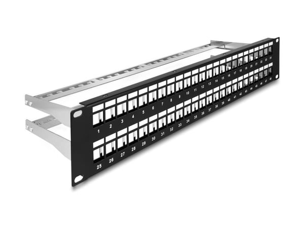 Delock - Patchpanel (blank) - sort - 2U - 19" - 48 porte