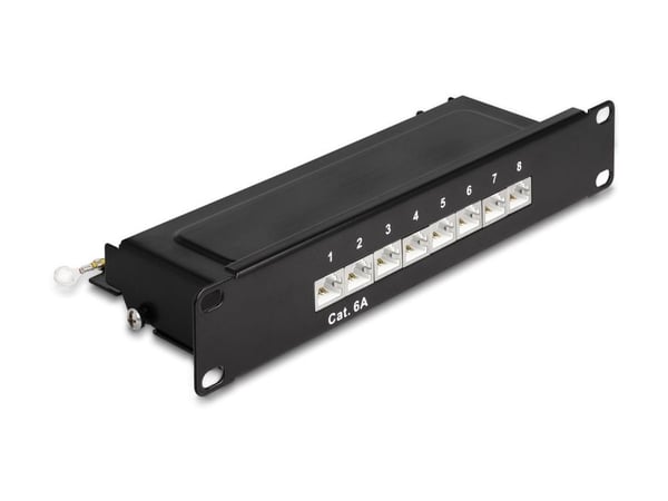 Delock - Koblingspanel - rackmonterbar - CAT 6a - RJ-45 X 8, LSA X 8 - svart - 1U - 10"