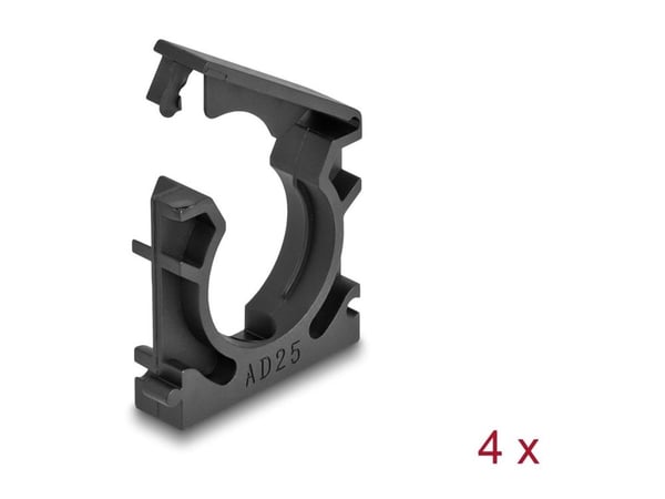 Delock - Kabelholder - with locking clip, 25 mm - svart (en pakke 4)