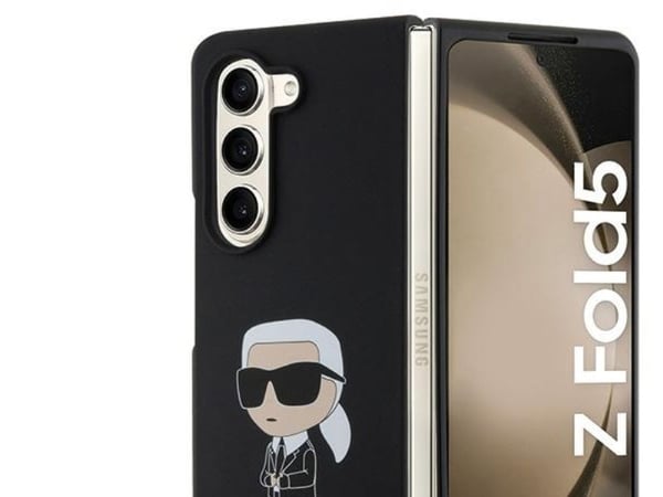 Deklas Karl Lagerfeld KLHCZFD5SNIKBCK med Fold5 hårt hårdcase svart/svart silikon Iconik