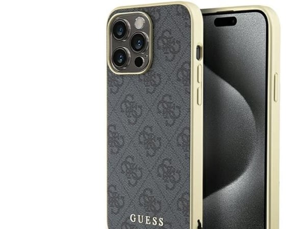 Guess GUHCP15XGF4GGR iPhone 15 Pro Max 6,7" grått hardt deksel 4G Charms Collection