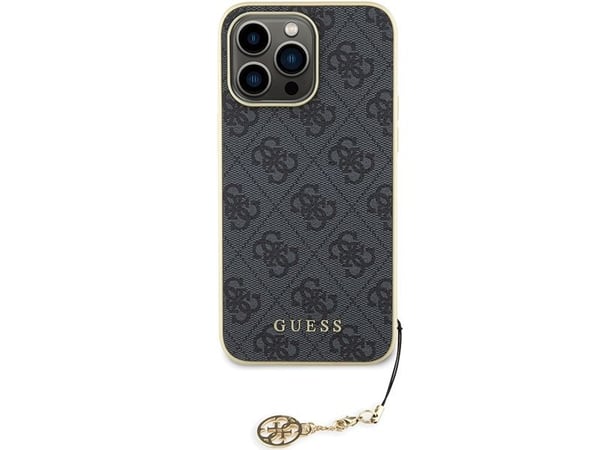 Guess GUHCP15XGF4GGR iPhone 15 Pro Max 6,7" grått hardt deksel 4G Charms Collection