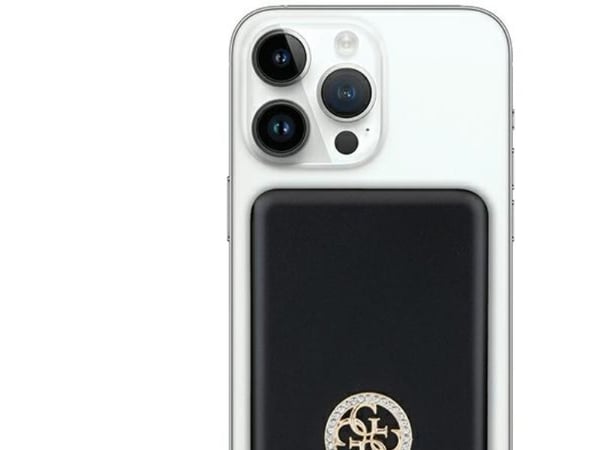 Guess Induction Powerbank 15W GUPBM5AL4DMK 5000mAh svart/svart MagSafe 4G Strassed Metal Logo