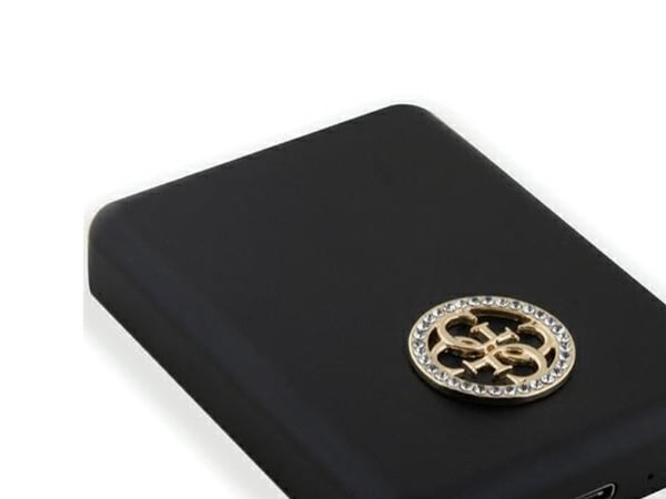Guess Induction Powerbank 15W GUPBM5AL4DMK 5000mAh svart/svart MagSafe 4G Strassed Metal Logo