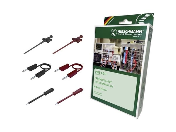 SKS Hirschmann PMS 4 CO Testijohtosarja [Lamellipistoke 4 mm - Lamellipistoke 4 mm] 1,00 m Musta, punainen