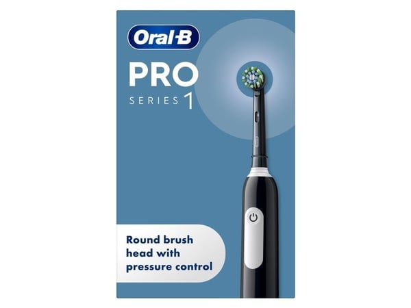 Oral-B Pro 1 Cross Action, Aikuinen, Pyörivä/värähtelevä hammasharja, Päivittäinen käyttö, Herkkä, Valkaisu, Musta, 4 x 30 s, Black Onyx