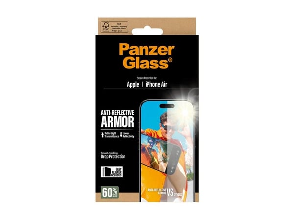PanzerGlass - Skjermbeskyttelse for mobiltelefon - anti-refleksjonsbeskyttelse, med EasyAligner - glass - for Apple iPhone Air