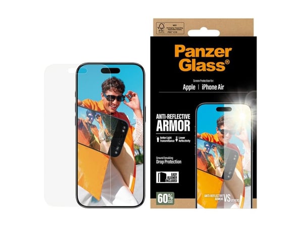 PanzerGlass - Skjermbeskyttelse for mobiltelefon - anti-refleksjonsbeskyttelse, med EasyAligner - glass - for Apple iPhone Air