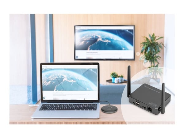 DIGITUS Wireless Collaboration System - 2 Transmitters + 1 Receiver - trådløs video/lyd-utvider - 802.11a, 802.11b/g/n, Wi-Fi 5 - opp til 50 m