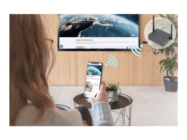 DIGITUS Wireless Collaboration System - 2 Transmitters + 1 Receiver - trådløs video/lyd-utvider - 802.11a, 802.11b/g/n, Wi-Fi 5 - opp til 50 m