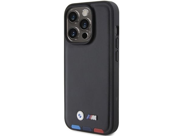 BMW BMHCP15L22PTDK iPhone 15 Pro 6.1" musta/musta nahkatiiviste kolmivärinen