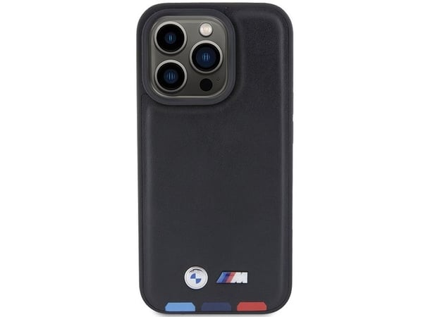 BMW BMHCP15L22PTDK iPhone 15 Pro 6.1" musta/musta nahkatiiviste kolmivärinen