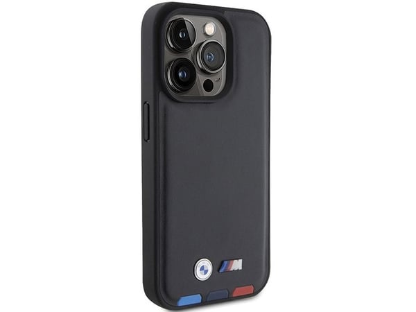 BMW BMHCP15L22PTDK iPhone 15 Pro 6.1" musta/musta nahkatiiviste kolmivärinen