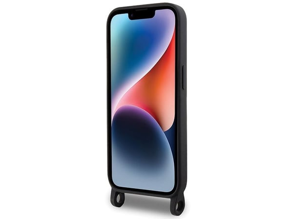 Karl Lagerfeld flytande silikon crossbody-skal Ikonik för iPhone 15 Pro Max - svart