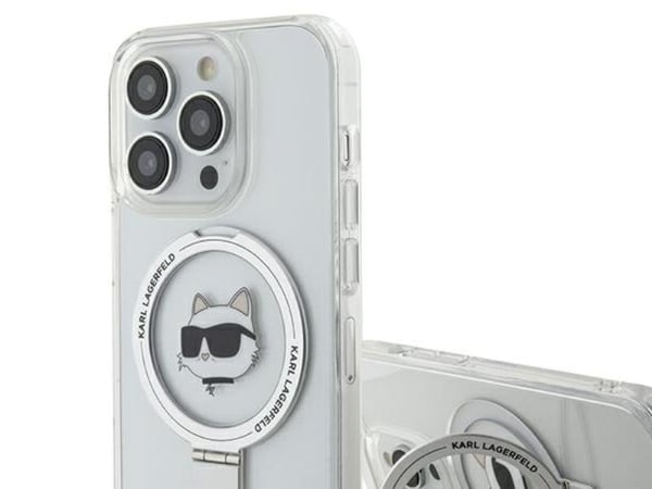 Karl Lagerfeld KLHMP15LHMRSCHH til iPhone 15 Pro 6,1" - blå hardt deksel med ringstativ Choupette MagS