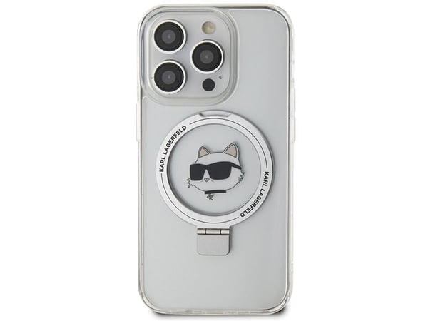 Karl Lagerfeld KLHMP15LHMRSCHH til iPhone 15 Pro 6,1" - blå hardt deksel med ringstativ Choupette MagS