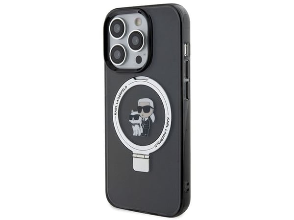 Karl Lagerfeld KLHMP15LHMRSKCK iPhone 15 Pro 6.1" musta/musta Karl&amp;Choupette MagSafe kotelo rengas jalusta