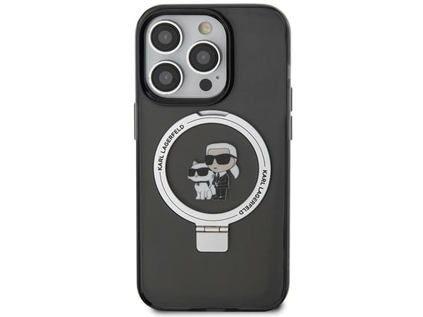 Karl Lagerfeld KLHMP15LHMRSKCK iPhone 15 Pro 6.1" musta/musta Karl&amp;Choupette MagSafe kotelo rengas jalusta