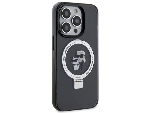 Karl Lagerfeld KLHMP15LHMRSKCK iPhone 15 Pro 6.1" musta/musta Karl&amp;Choupette MagSafe kotelo rengas jalusta