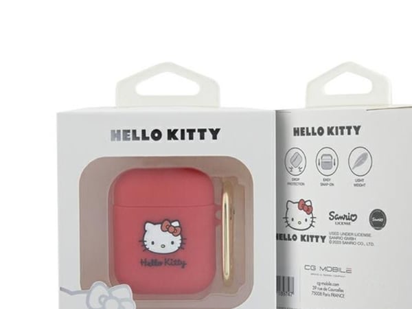 Silikonfodral till AirPods 1/2 Hello Kitty HKA23DKHSF fuchsia, 3D kattansikte