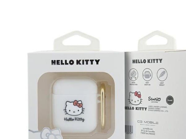 Hello Kitty HKAP23DKHSH AirPods Pro 2 (2022/2023) skydd i silikon 3D Kitty Head, vit/vit