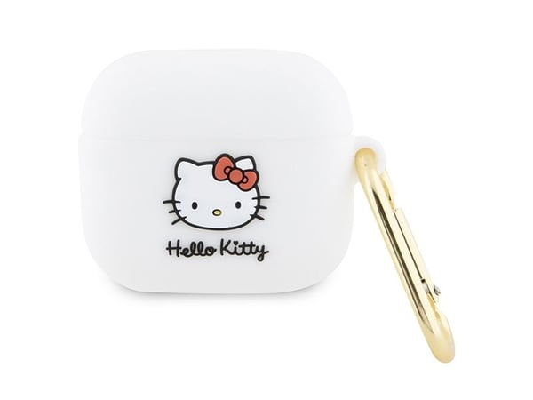 Apple AirPods 3 Hello Kitty Silikon 3D Kitty Head (HKA33DKHSH) hörlursfodral vit