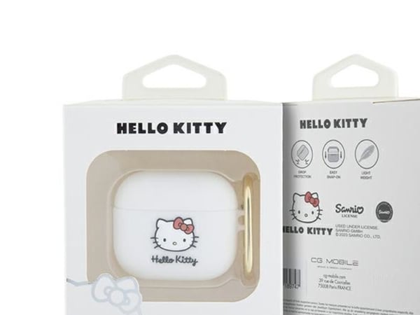 Apple AirPods 3 Hello Kitty Silikon 3D Kitty Head (HKA33DKHSH) hörlursfodral vit
