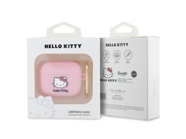 Hello Kitty HKA33DKHSP cover till Airpods 3 rosa/rosa silikon 3D Kitty Head