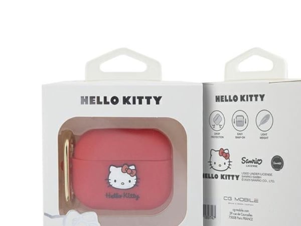 Hello Kitty-skal till AirPods Pro 2 (2022/2023) silikon 3D kattungehuvud fuchsia