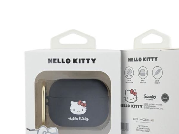 Hello Kitty HKAP23DKHSK AirPods Pro 2 (2022/2023) skydd svart/svart silikon 3D kattens huvud