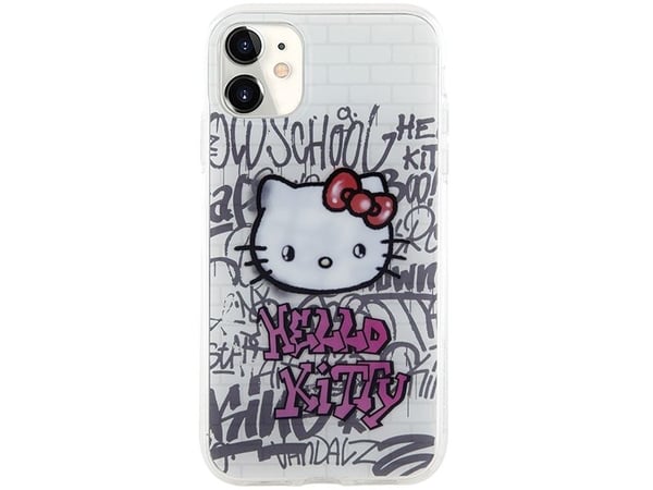 Sourcing Hello Kitty HKHCN61HDGPHT iPhone 11 / XR 6,1" vit/vit hårt skal IML Kitty On Bricks Graffiti