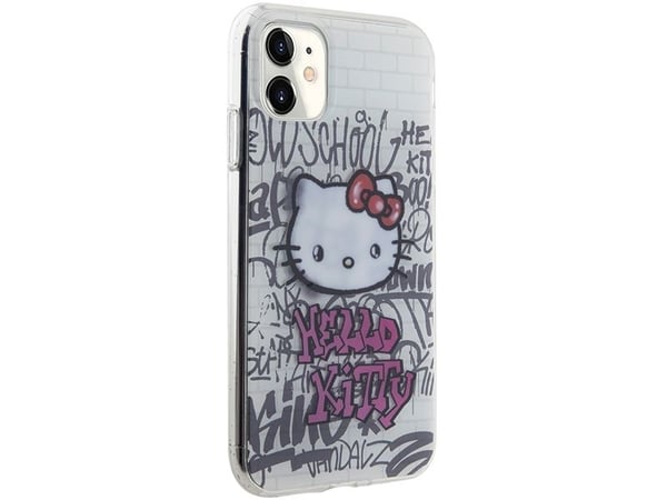 Sourcing Hello Kitty HKHCN61HDGPHT iPhone 11 / XR 6,1" vit/vit hårt skal IML Kitty On Bricks Graffiti