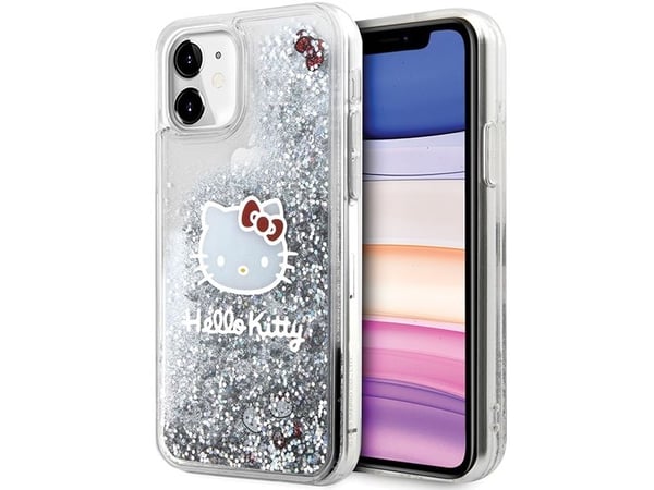 Hello Kitty Nestemäinen Glitter Charms Kitty Head iPhone 11 / Xr - Sidabrinis