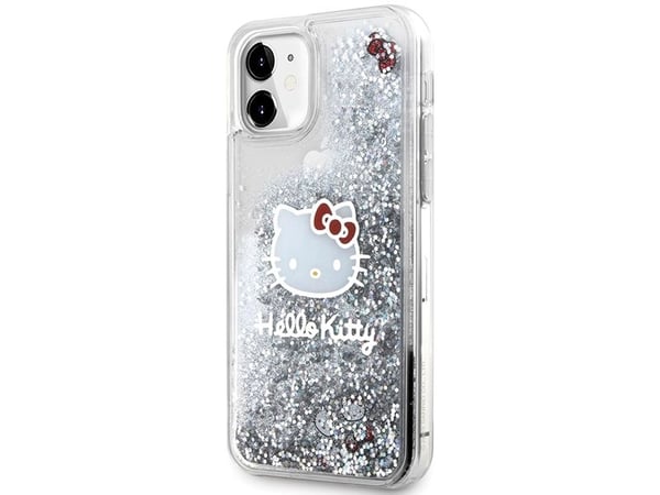 Hello Kitty Nestemäinen Glitter Charms Kitty Head iPhone 11 / Xr - Sidabrinis