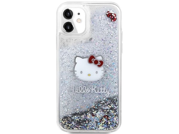 Hello Kitty Nestemäinen Glitter Charms Kitty Head iPhone 11 / Xr - Sidabrinis