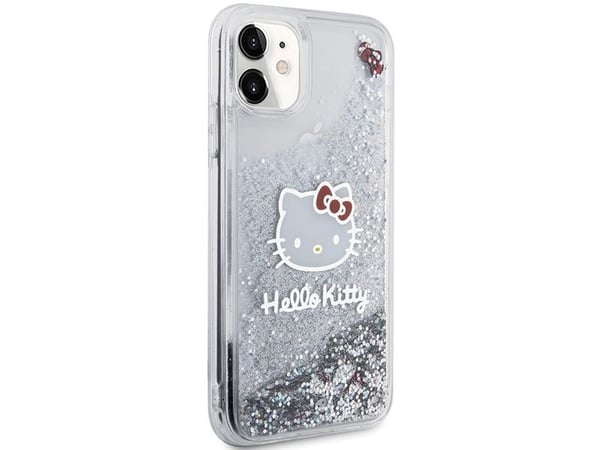 Hello Kitty Nestemäinen Glitter Charms Kitty Head iPhone 11 / Xr - Sidabrinis