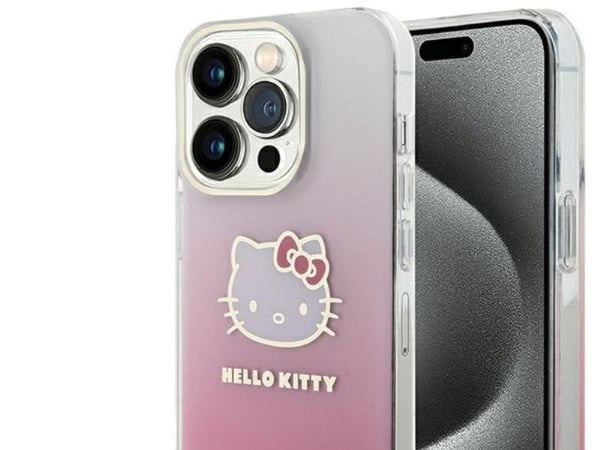 Hankinta Hello Kitty HKHCP15LHDGKEP iPhone 15 Pro 6.1" vaaleanpunainen / vaaleanpunainen kovakotelo IML Gradientti Electrop Kitty Head