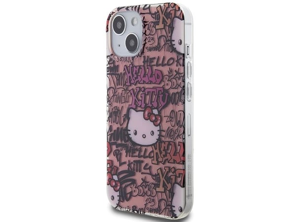 Hello Kitty IML Žymos Graffiti dėklas iPhone 15 - rožinis
