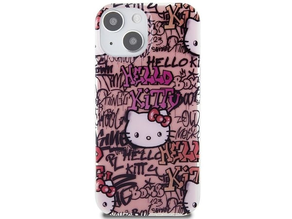 Hello Kitty IML Žymos Graffiti dėklas iPhone 15 - rožinis