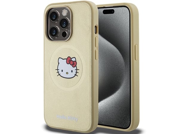 Hello Kitty odinis Kitty Head MagSafe dėklas iPhone 14 Pro - auksinis