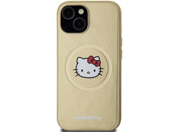 Sourcing Hello Kitty HKHMP15SPGHCKD iPhone 15 / 14 / 13 6,1" guld/guld hardcase läder Kitty Head MagSafe