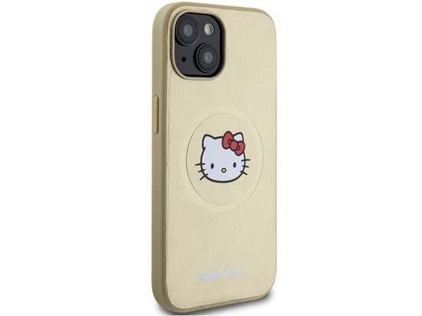 Sourcing Hello Kitty HKHMP15SPGHCKD iPhone 15 / 14 / 13 6,1" guld/guld hardcase läder Kitty Head MagSafe
