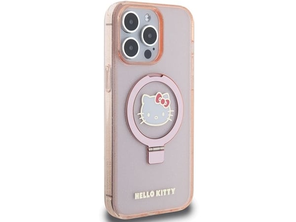 Sourcing Hello Kitty HKHMP15XHRSGEP iPhone 15 Pro Max 6.7" pink/pink hårt mobilskal med Ring Stand glitter och MagSafe