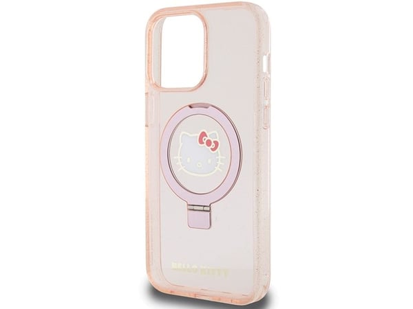 Sourcing Hello Kitty HKHMP15XHRSGEP iPhone 15 Pro Max 6.7" pink/pink hårt mobilskal med Ring Stand glitter och MagSafe