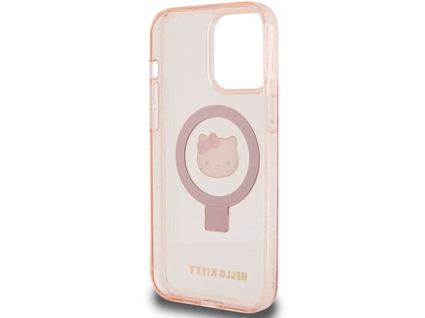 Sourcing Hello Kitty HKHMP15XHRSGEP iPhone 15 Pro Max 6.7" pink/pink hårt mobilskal med Ring Stand glitter och MagSafe