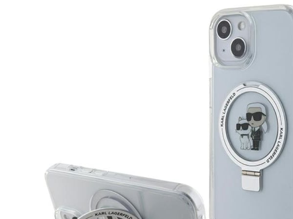 Karl Lagerfeld KLHMP15SHMRSKCH Apple iPhone 15/14/13 6,1" hardt etui Ring Stand Karl&Choupett hvit